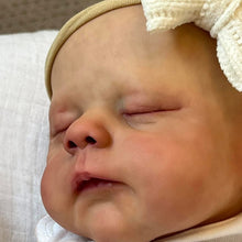 Загрузить изображение в средство просмотра галереи, 19" Erica Cloth-Body Reborn Baby - Hand-Painted Hair, Sleeping Eyes & White Romper Set