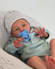 Load image into Gallery viewer, 20 Inch Open Eyes Reborn Baby Doll Hand-Painted Vinyl Head & Limbs Soft Cloth Body with Dinosaur Outfit Hat Magnetic Pacifier Realistic Newborn Doll