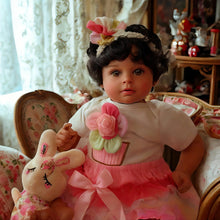 Carregar imagem no visualizador da galeria, 20-Inch Realistic Dark-Skinned Silicone Doll with Black Short Curly Hair - Premium Polyester Fiber-Filled Body for Lifelike Display & Collectibles