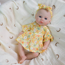 Load image into Gallery viewer, 12 Inch Full Silicone Reborn Baby Doll - Realistic Open Mouth Newborn Girl with Floral Dress, Poseable Body for Kids Play & Collectors