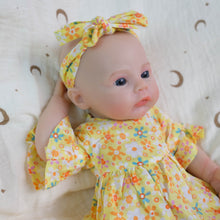 Load image into Gallery viewer, 12 Inch Full Silicone Reborn Baby Doll - Realistic Open Mouth Newborn Girl with Floral Dress, Poseable Body for Kids Play & Collectors