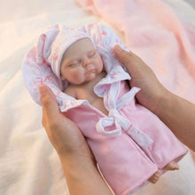 Load image into Gallery viewer, PINKY REBORN Peaches | 12-Inch Solid Silicone Reborn Baby Girl Doll | Ultra-Realistic Sleeping Newborn with Pink Swaddle Blanket | Premium Collector's Doll