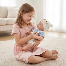 Carica l'immagine nel visualizzatore di Gallery, 12.6" Lifelike Sleeping Silicone Baby Doll | 1.1KG Weighted Perfect Huggable Size | Open Mouth Design for Feeding & Pacifier | Platinum Silicone | White Knit Bear-Ear Outfit