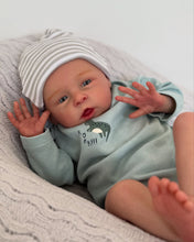 Load image into Gallery viewer, 20 Inch Open Eyes Reborn Baby Doll Hand-Painted Vinyl Head & Limbs Soft Cloth Body with Dinosaur Outfit Hat Magnetic Pacifier Realistic Newborn Doll
