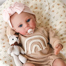 Laden Sie das Bild in den Galerie-Viewer, 19 inch Full Vinyl Reborn Doll Meadow Hand-Painted Green Eyes Blush Khaki Romper Beige Plaid Bear Pacifier Gift Box for baby kids girl 3+ 48cm Lifelike Baby Gift Set dolls