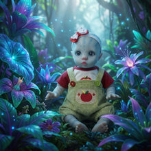 Load image into Gallery viewer, 16" Magical Glow in the Dark Reborn Baby Doll | Cloth Body for Easy Hugging | Lifelike Eyes & Exquisite Facial Design | Apple Overalls Outfit | Halloween Fantasy Gift