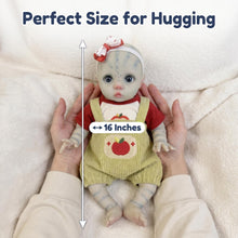 Load image into Gallery viewer, 16" Magical Glow in the Dark Reborn Baby Doll | Cloth Body for Easy Hugging | Lifelike Eyes & Exquisite Facial Design | Apple Overalls Outfit | Halloween Fantasy Gift