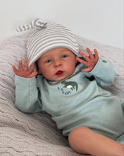 Load image into Gallery viewer, 20 Inch Open Eyes Reborn Baby Doll Hand-Painted Vinyl Head & Limbs Soft Cloth Body with Dinosaur Outfit Hat Magnetic Pacifier Realistic Newborn Doll