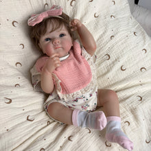 Load image into Gallery viewer, Lovely 18 Inch 45cm Reborn Baby Dolls Silicone Full Body Vinyl Girl with Hair Realistic Newborn Baby Doll That Looks Real Life Like Handmade Toy with Blue Eyes for Kids Age 3+