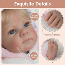 Load image into Gallery viewer, Pinky Reborn 18 Inch Lifelike Reborn Baby Girl Doll | Hand-Rooted Blonde Hair | 2 Body Choices (Soft Cloth / Full Vinyl) with Unicorn Outfit