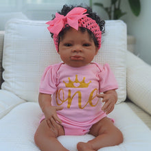 Cargar imagen en el visor de la galería, Lanny 20 inch Adorable Reborn Baby Dolls Gift For Child Black-skinned doll African-American doll Curly Hair Brown Eyes
