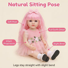 Load image into Gallery viewer, 55cm Full Vinyl Toddler Doll "Betty" with Removable Red Wig, Straight Legs & Stunning Purple Eyes – Waterproof Realistic Collectible Doll