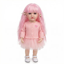 Load image into Gallery viewer, 55cm Full Vinyl Toddler Doll "Betty" with Removable Red Wig, Straight Legs & Stunning Purple Eyes – Waterproof Realistic Collectible Doll