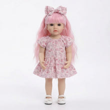 Load image into Gallery viewer, 55cm Full Vinyl Toddler Doll "Betty" with Removable Red Wig, Straight Legs & Stunning Purple Eyes – Waterproof Realistic Collectible Doll