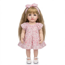 Load image into Gallery viewer, 55cm Full Vinyl Toddler Doll "Betty" with Removable Red Wig, Straight Legs & Stunning Purple Eyes – Waterproof Realistic Collectible Doll