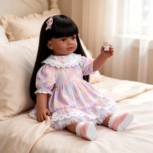 Laden Sie das Bild in den Galerie-Viewer, Pinky 24 inch Black Indian Reborn Baby Dolls Girl Soft Vinyl Realistic Look African American Newborn Doll Toddler Doll Toy for Kids 3+