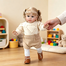 Load image into Gallery viewer, Pinky Reborn Huge Size 26 inch 68 cm Reborn Baby Dolls Newborn Toddler Doll Silicone Babies Lifelike Baby Girl with Long Hair Pippa Realistic Baby Doll Real Size White Clothes for Children