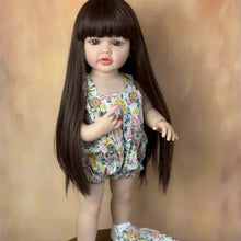 Load image into Gallery viewer, 22 inch Realistic Full Simulation Silicone Reborn Baby Girl Doll – Brown Hair, Hand-Painted Blue Eyes | Lifelike Collectible ‘Betty