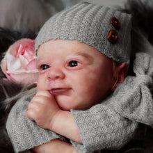 Carica l'immagine nel visualizzatore di Gallery, 18" Poseable Woodland Elf Reborn Baby Flynn - Hand-Painted Hair & Hooded Jumpsuit, Blue Eyes, Full Limbs Fabric Body