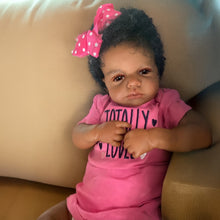 Load image into Gallery viewer, Lifelike Open Eyed Reborn Baby Girl "Loulou" w/ Implanted Afro Hair - 20in/50cm Full Limb Vinyl Doll, Realistic Hand Painted