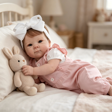 画像をギャラリービューアに読み込む, 18 Inch Reborn Baby Girl Doll 2 Styles Full Vinyl Cloth Body 1.2kg Weighted Realistic Newborn Doll with Magnetic Pacifier, Bottle, Diaper & Outfit