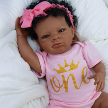 Cargar imagen en el visor de la galería, Lanny 20 inch Adorable Reborn Baby Dolls Gift For Child Black-skinned doll African-American doll Curly Hair Brown Eyes