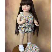 Load image into Gallery viewer, 22 inch Realistic Full Simulation Silicone Reborn Baby Girl Doll – Brown Hair, Hand-Painted Blue Eyes | Lifelike Collectible ‘Betty