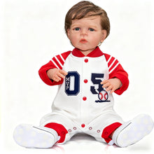 Cargar imagen en el visor de la galería, Pinky Reborn Toddler Reborn Doll Boy 24 Inch Reborn Baby Doll Silicone Baby Dolls Brown Hair with Blue Eyes Weighted Handmade Doll Toys for Children Gifts
