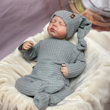 Загрузить изображение в средство просмотра галереи, 20 Inch LouLou Asleep Reborn Body Doll - Hand-Painted Hair, Full Limbs in Grey Footed Sleeper & Nightcap, High-Definition Blush, Eyes Closed