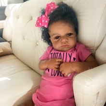 Load image into Gallery viewer, Lifelike Open Eyed Reborn Baby Girl "Loulou" w/ Implanted Afro Hair - 20in/50cm Full Limb Vinyl Doll, Realistic Hand Painted