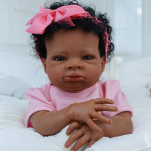Cargar imagen en el visor de la galería, Lanny 20 inch Adorable Reborn Baby Dolls Gift For Child Black-skinned doll African-American doll Curly Hair Brown Eyes