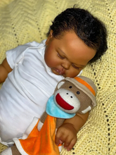 Carica l'immagine nel visualizzatore di Gallery, 19 Inch/24 inch African American Baby Doll - Black Curly Hair, Cloth Body, White Romper & Socks, w/ White Pacifier - Soft & Cuddly - Pickle