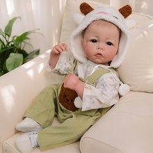 Load image into Gallery viewer, Luca 20 inch Full Vinyl Realistic Baby Doll in Denim Reborn Dolls 3D High-Resolution Skin Lifelike Texture Collectible Giant Figure for Display & Customization