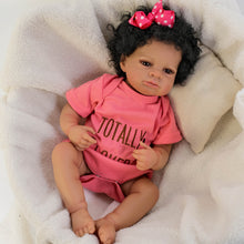 Carregar imagem no visualizador da galeria, Lanny 20" Full Vinyl Reborn BabyAfrican American Doll - Hand-Rooted Black Curly Hair, Warm Brown Eyes High-Color Realism