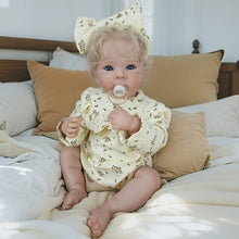 Cargar imagen en el visor de la galería, Pinky Reborn Baby Dolls New Product Bettie Blue Eyes Golden Hair Implants FLoral Clothing Doll Gifts For Kids 3+