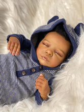 Load image into Gallery viewer, 19 Inch Real Reborn Baby Dolls Sleeping Lifelike Reborn Baby Doll Cloth Body Black African American Realistic Reborn Baby Doll Birthday Gift for kids 3+