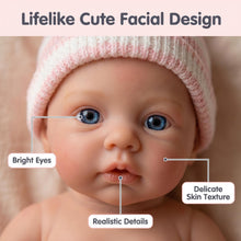 Carica l'immagine nel visualizzatore di Gallery, 6" Mini Pocket Silicone Baby Doll | Ultra Soft Realistic Face | Striped Knit Outfit with Beanie & Socks | Portable Reborn Gift