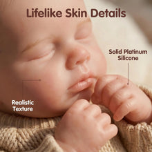 Laden Sie das Bild in den Galerie-Viewer, 6" Sleeping Silicone Baby Doll | 150g Solid Platinum Silicone | Realistic Closed-Eyes Reborn | Mini Pocket Pal with Knit Sweater Outfit
