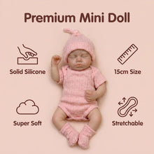 Laden Sie das Bild in den Galerie-Viewer, 6" Sleeping Pink Silicone Baby Doll Solid Premium Silicone Ultra Soft & Highly Stretchable | Tear-Resistant Mini Reborn with Knit Outfit