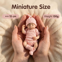 Laden Sie das Bild in den Galerie-Viewer, 6" Sleeping Pink Silicone Baby Doll Solid Premium Silicone Ultra Soft & Highly Stretchable | Tear-Resistant Mini Reborn with Knit Outfit