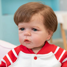 Cargar imagen en el visor de la galería, Pinky Reborn Toddler Reborn Doll Boy 24 Inch Reborn Baby Doll Silicone Baby Dolls Brown Hair with Blue Eyes Weighted Handmade Doll Toys for Children Gifts