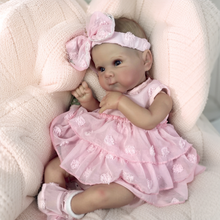 Загрузить изображение в средство просмотра галереи, Bettie 18 inch Cuddly Lifelike Newborn Baby Dolls Girl Bettie Adorable Realistic Reborn Babies Handmade Soft Cloth Body Blue Eyes