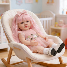 Load image into Gallery viewer, 55cm Full Vinyl Toddler Doll "Betty" with Removable Red Wig, Straight Legs & Stunning Purple Eyes – Waterproof Realistic Collectible Doll