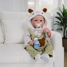 Load image into Gallery viewer, Luca 20 inch Full Vinyl Realistic Baby Doll in Denim Reborn Dolls 3D High-Resolution Skin Lifelike Texture Collectible Giant Figure for Display & Customization