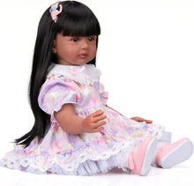 Laden Sie das Bild in den Galerie-Viewer, Pinky 24 inch Black Indian Reborn Baby Dolls Girl Soft Vinyl Realistic Look African American Newborn Doll Toddler Doll Toy for Kids 3+