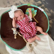 Carregar imagem no visualizador da galeria, 19inch Reborn Baby Girl Vivienne - Christmas Gift with Red Grid Apron | Choose Cuddly Plush or Vinyl Body for Kids
