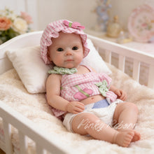 Загрузить изображение в средство просмотра галереи, Realistic Silicone Reborn Baby Doll - 12 Inch / 16 Inch - with Pink Gingham Outfit, Hat & Box - Lifelike Hand-Painted Art Doll