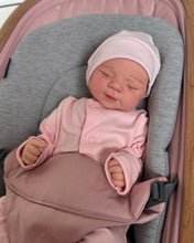 Carica l'immagine nel visualizzatore di Gallery, PINKY REBORN Pascale 19-Inch Reborn Baby Doll | Hand-Painted Head, Closed Eyes | Choose Soft Body or Full Vinyl Girl | Pink Footed Sleeper & Bonnet Gift Set