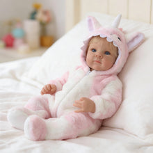 Load image into Gallery viewer, Pinky Reborn 18 Inch Lifelike Reborn Baby Girl Doll | Hand-Rooted Blonde Hair | 2 Body Choices (Soft Cloth / Full Vinyl) with Unicorn Outfit