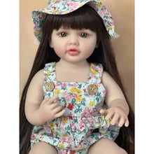 Load image into Gallery viewer, 22 inch Realistic Full Simulation Silicone Reborn Baby Girl Doll – Brown Hair, Hand-Painted Blue Eyes | Lifelike Collectible ‘Betty